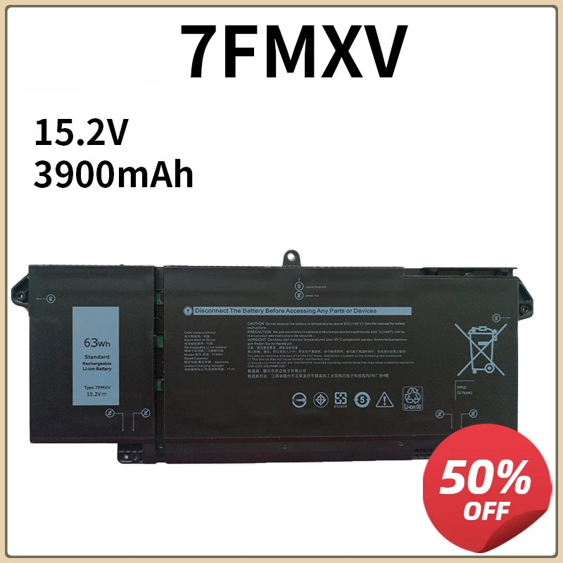

7FMXV 3-Cells 63Wh Laptop Battery for Dell Latitude 5320 7320 7420 7520 Latitude 5320 2-in-1/7320 2-in-1/7420 2-in-1 Series 727C