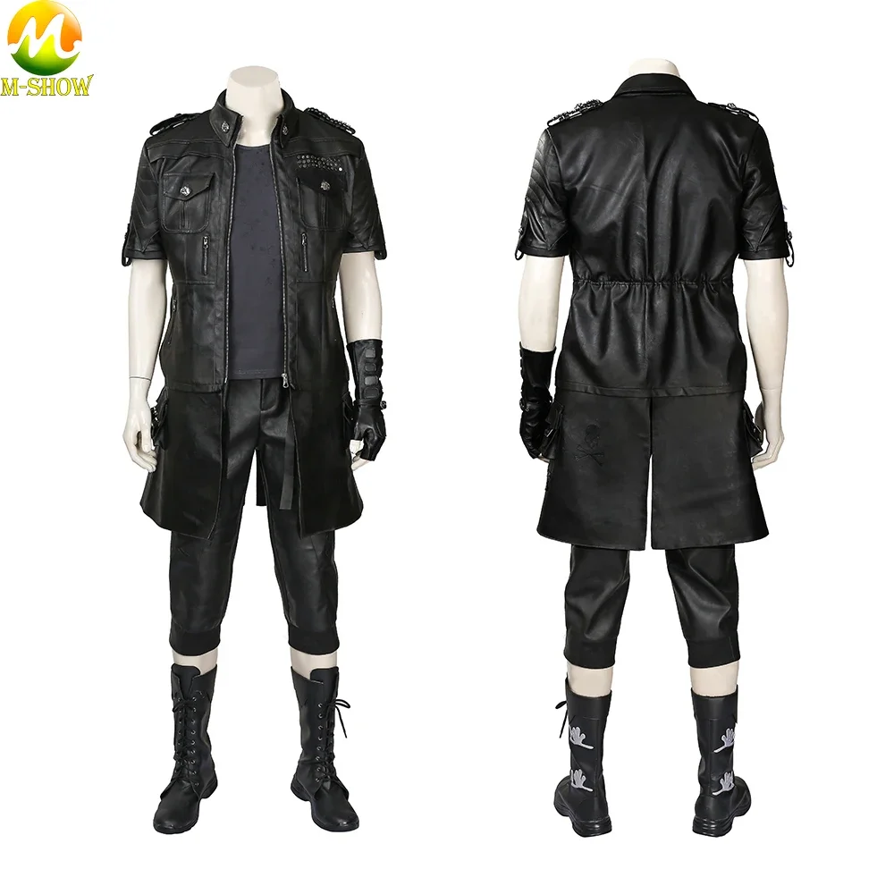 Final Fantasy XV FF15 Anime Cosplay Mens Womens Noctis Lucis Caelum Costume Leather Coat Pants Suit Uniform Halloween