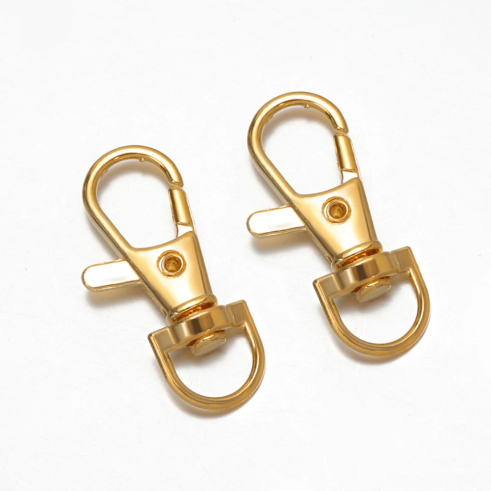 5/10pcs Swivel Connector Carabiner Gold Silver Plated Lobster Clasp Hooks Split Key Ring Handcrafts Clasp for DIY Jewelry Making