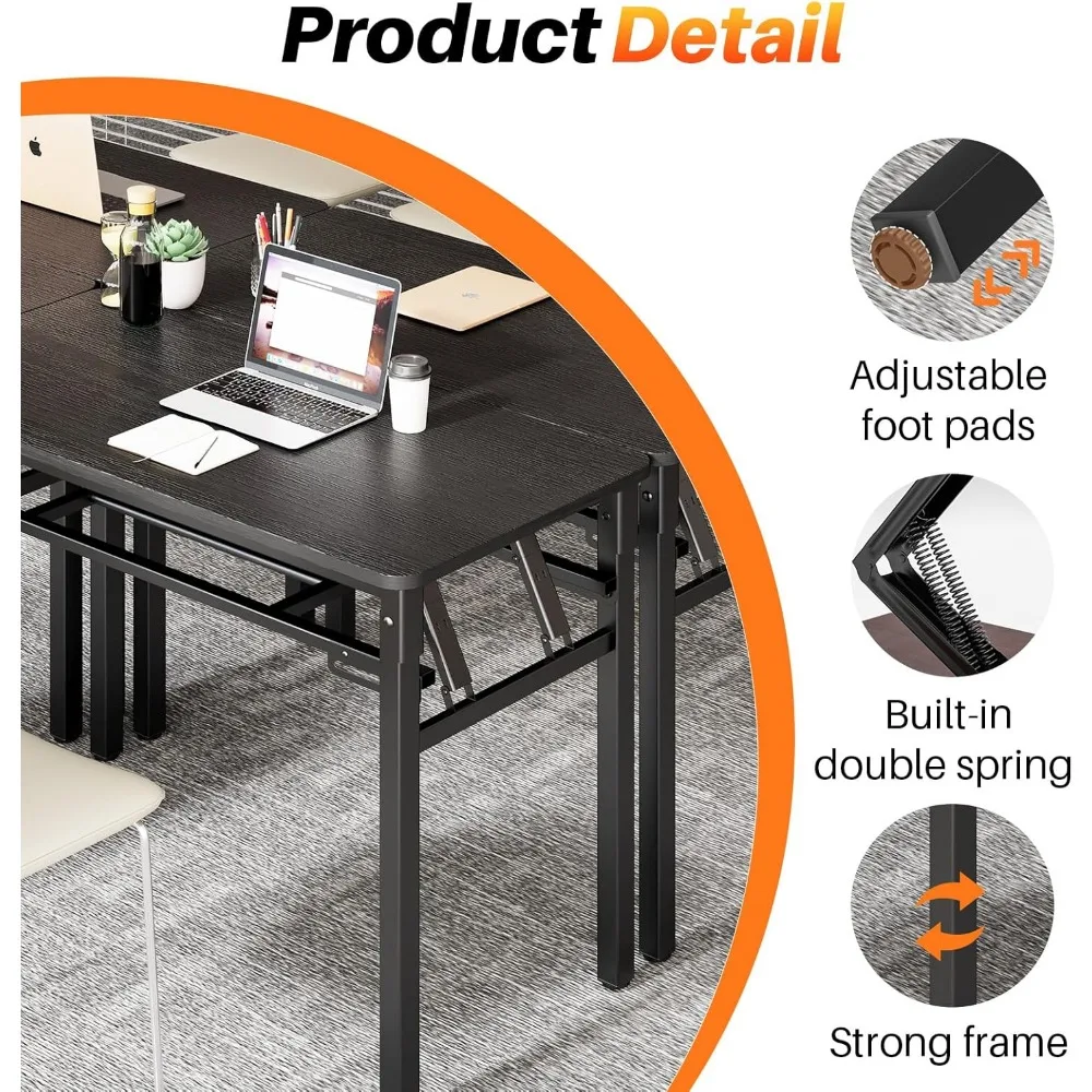 مكتب كمبيوتر مدمج قابل للطي مع رف تخزين للمساحات الصغيرة - مكتب للكتابة والدراسة