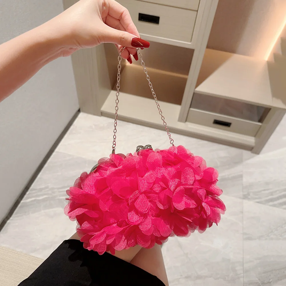 Flower Dinner Purse Designer Floral Chain Crossbody Bride Handbag Clutches Woman Petal Evening Party Clutch Wedding Dress Bag