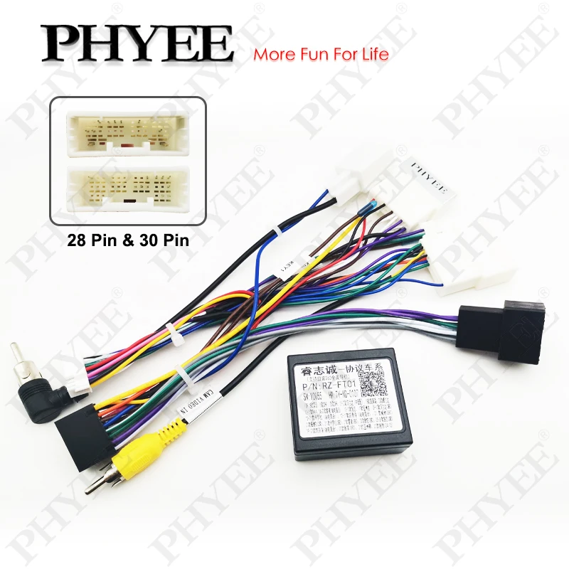 CAN Bus Radio Wiring Harness 16 Pin Plug to 28Pin 30Pin Car Android System Cable Adapter for Toyota Camry RAV4 Corolla Avalon