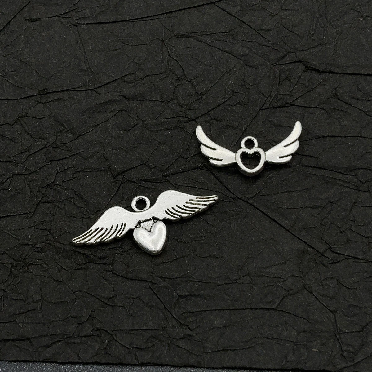 14-Piece Set of Angel Wings DIY Handmade Accessories, Featuring Two Styles: Three-Dimensional Heart Wings and Hollow Heart Wings, Suitable for DIY Bracelets, Necklaces, Earrings, Pendants, and Handmade Beaded Decoration Accessories view 5