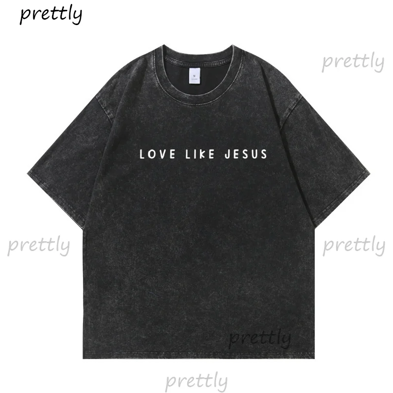 

Футболка Love Like Jesus Религиозная футболка для мамы Христианская футболка с круглым вырезом и библейским стихом Хлопковые футболки с короткими рукавами и круглым вырезом