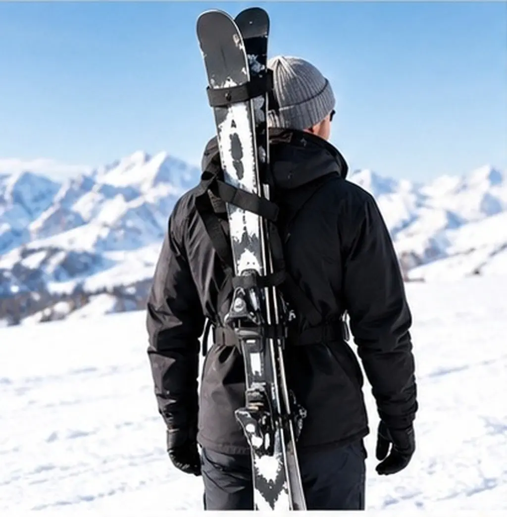 Adjustable Snowboard Carry Strap – Strong Elastic Ski Harness for All Snowboards, Black