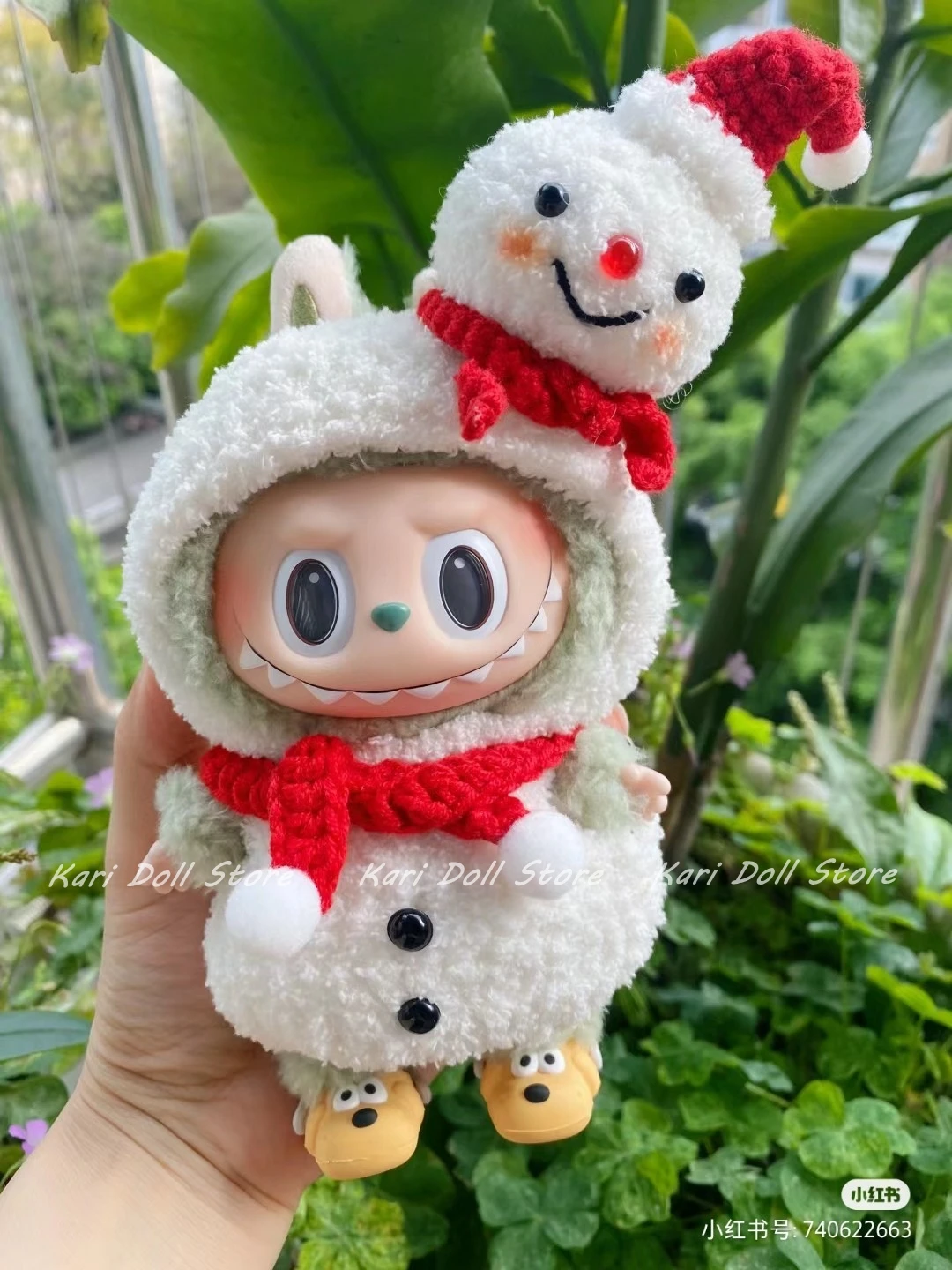 

Kari Store Handmade crochet Macaron for Labubu accessories snowman Clothes