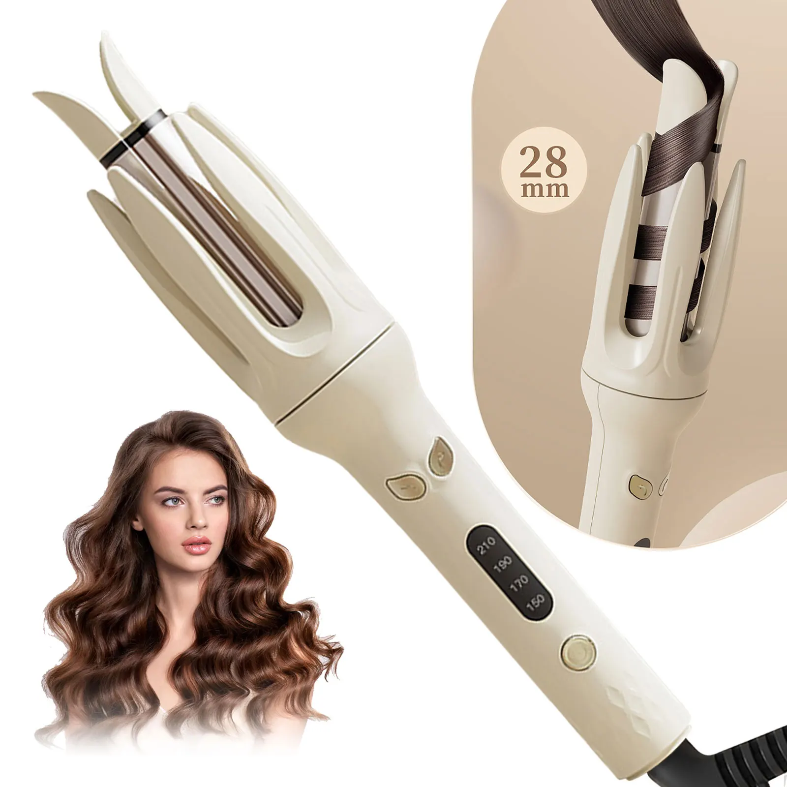 Auto Hair Curling Irons Electric Automatic Ceramic 28mm Hair Curler Rotating Curls Waves Anti-Tangle Curling Waver Large Slot