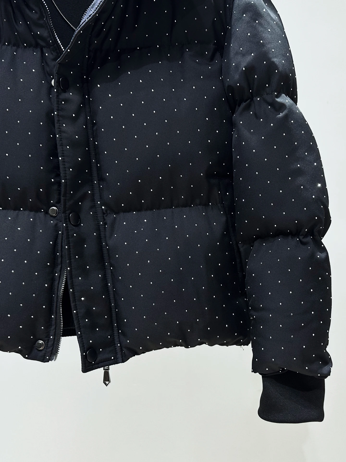 Original Korean Fashion High-end Full Diamond Stand Collar Puffer Jacket for Men Winter Thickened Warm Short Cotton Coat Parkas