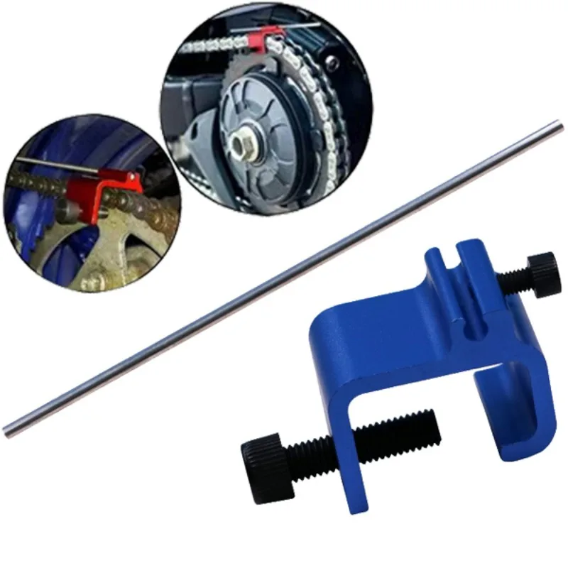 

Aluminum Alloy Motorcycle Chain Alignment Tool for ATV Chain Adjuster Breaker and Riveter Set No-scratch Motorcycle Maintenance
