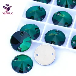 YANRUO 3200 Rivoli Emerald Sew on Rhinestones Flatback Rhinestone Green Sewn Rhinestones Crystal Wedding Dresses