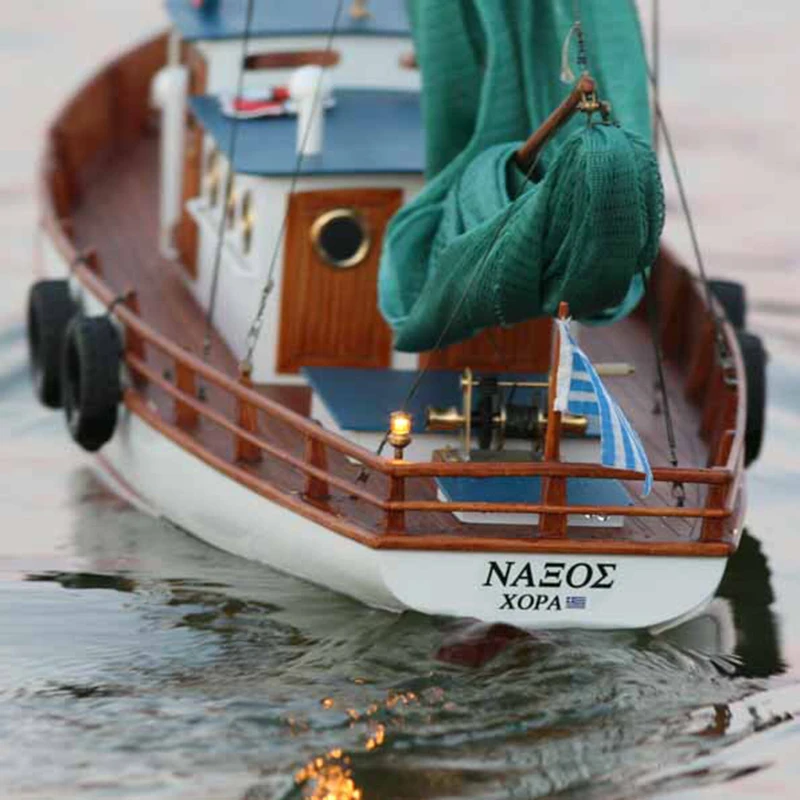 RC السفن 80 سنتيمتر NAXOS اليونانية التحكم عن بعد قارب صيد صغير هيكل خشبي RC Schiffe أطقم منمذجة السفينة لعبة ألعاب جنسية #3