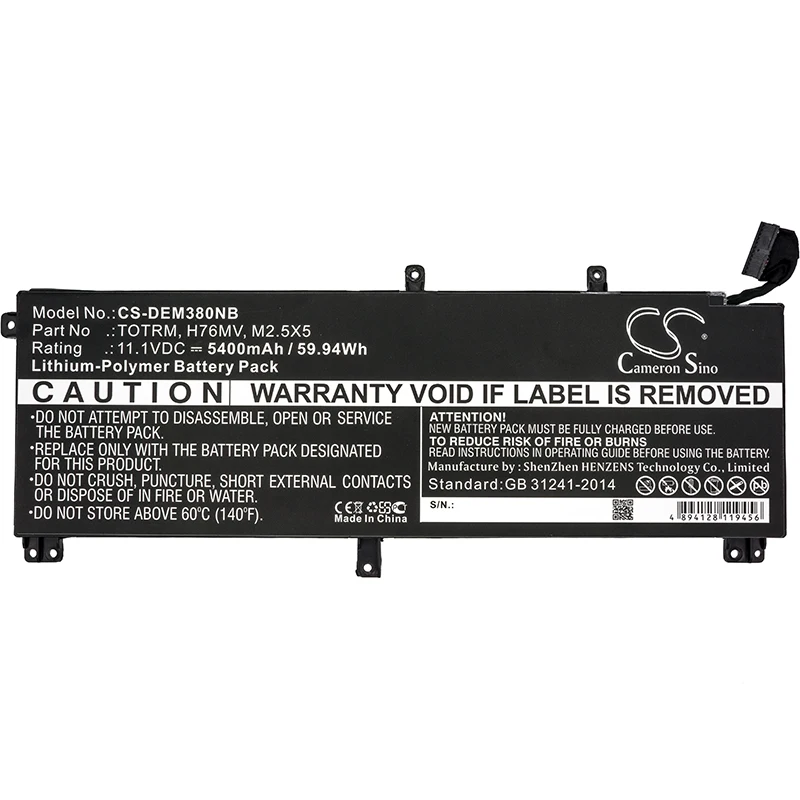 

Li-Polymer Notebook, Laptop Battery for DELL,Precision M3800 XPS 15 9530,TOTRM H76MV M2.5X5 T0TRM 0H76M Y07D1WJ 7D1WJ Y758W