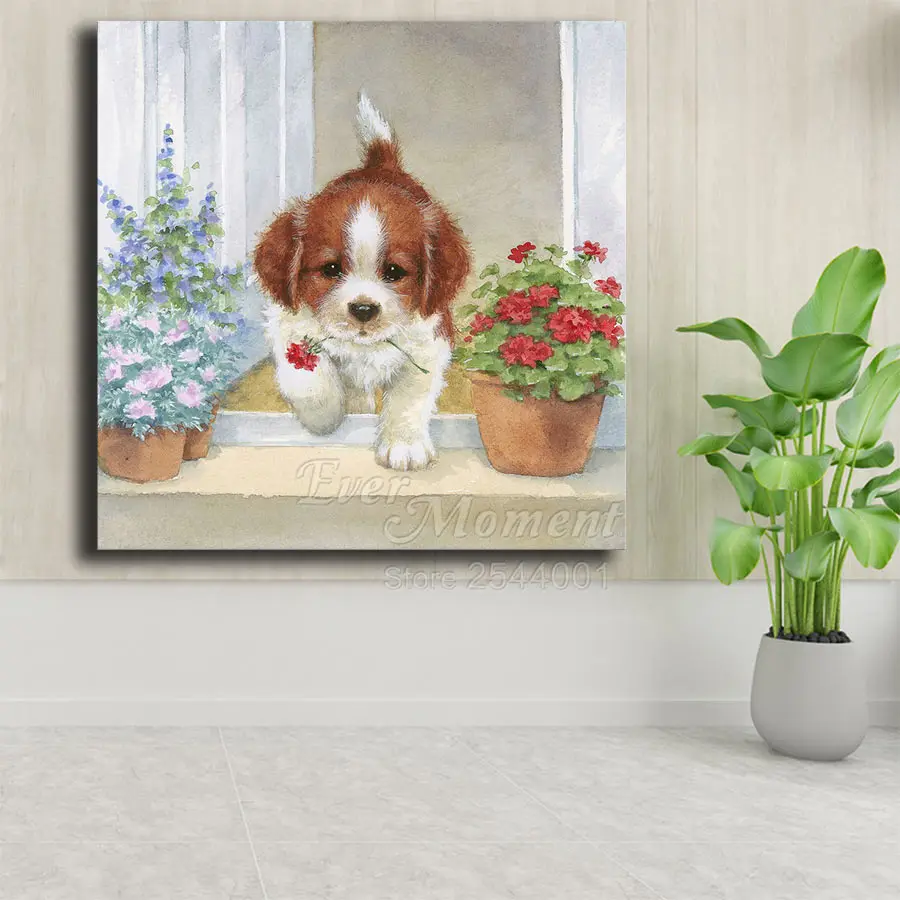 Ever Moment Diamond Painting Hobbies And Handicrafts Cartoon Dog And Cat 5D DIY House Stuff For Home And Decoration 5L553