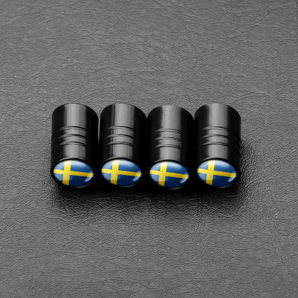 4pcs Metal Car Wheel Tire Valve Caps Covers Sweden Flag Badges Auto Accessories For Volvo xc60 v60 s60 v40 v50 s40 s80 c30 xc40