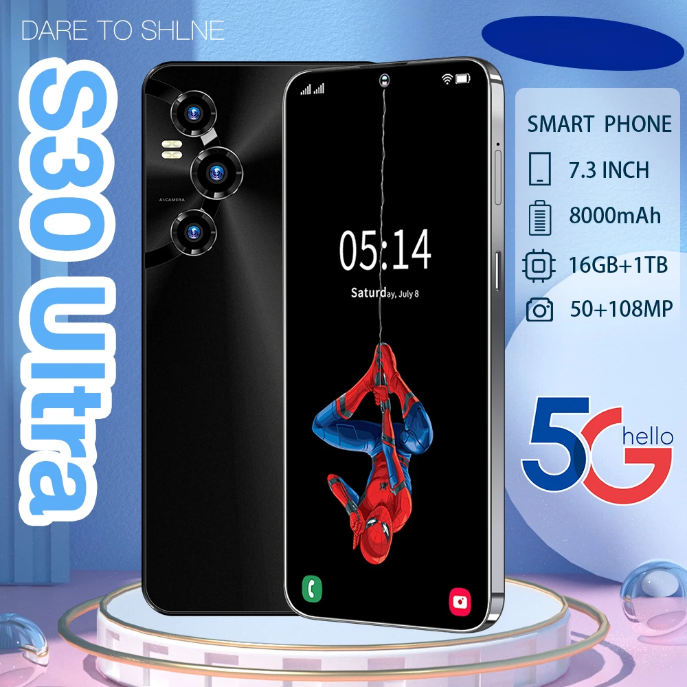 Celular S30 Uoltra 7.3 Inches 16gb+1024gb Phone 2023 Original Smart Phone 5g Smartphone Oled S30 Ultra Clone 5g Global