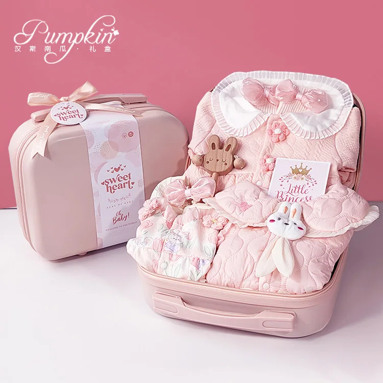 Baby Set Gift Box Full Moon Clothes Baby Girl's First Year Gift High-end Pink Clothes