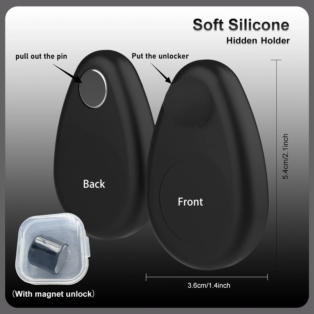 SMIEA Kids ที่วางซิลิโคนกันน้ําสําหรับ Airtag เคส GPS Tracker ที่ซ่อนอยู่พร้อมเข็มกลัดสีดํา