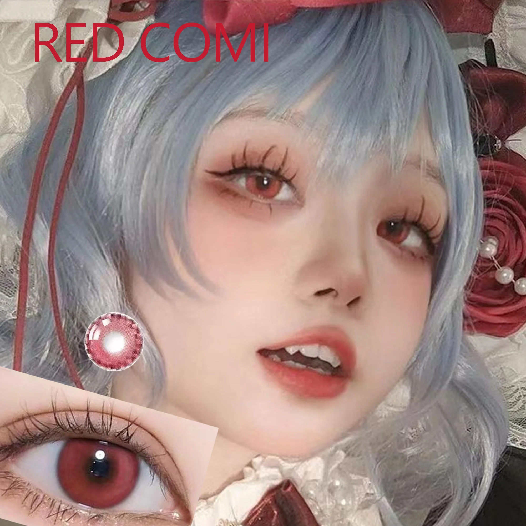 Zombia Cosplay 14.50mm Cosmetic Contact Lenses with Power Women Men Halloween Accessories lentes de contacto Red Comi