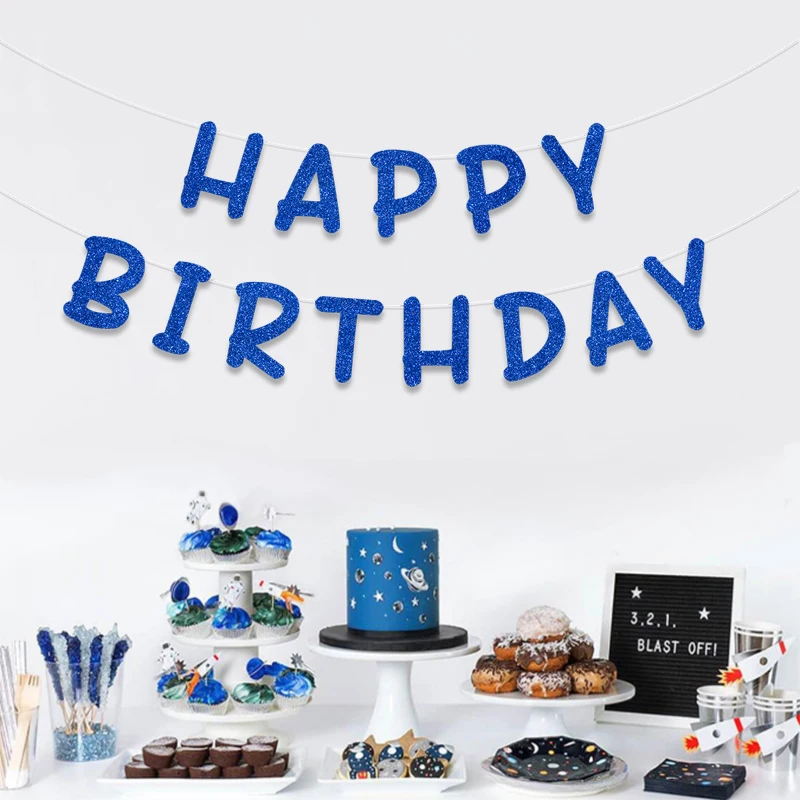 Glitzerndes Happy Birthday-Banner, Männer und Frauen, Babyparty, Geburtstagsfeier, Hintergrund, Wanddekorationszubehör – Detail 4