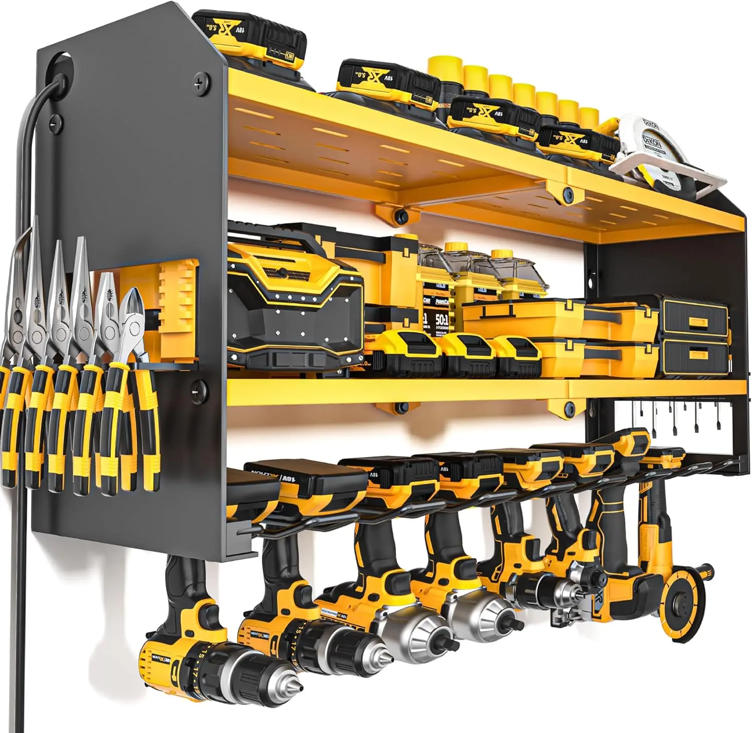 

Органайзер для электроинструментов с зарядной станцией и настенным креплением, для организации гаража, стойка для хранения электрических инструментов