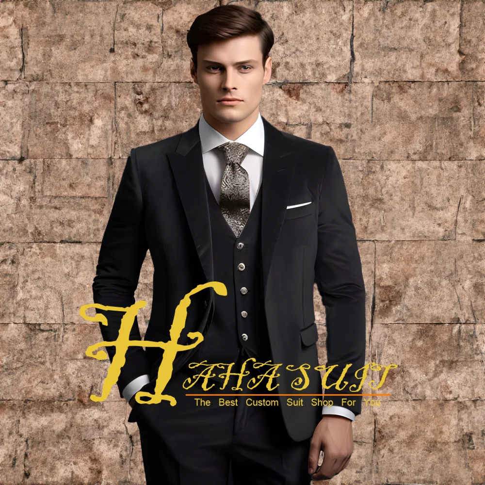 

Men's Suits Autumn And Winter Custom 3-piece Suits Velvet Full Set Banquet Groom Suit full Set Wedding Party Tuxedo