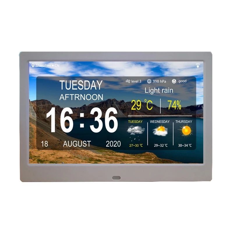 

10inch Large Weather Station Photo Frame Display With Alarm Medication Reminder Digital Calendar WIFI Wall Clock