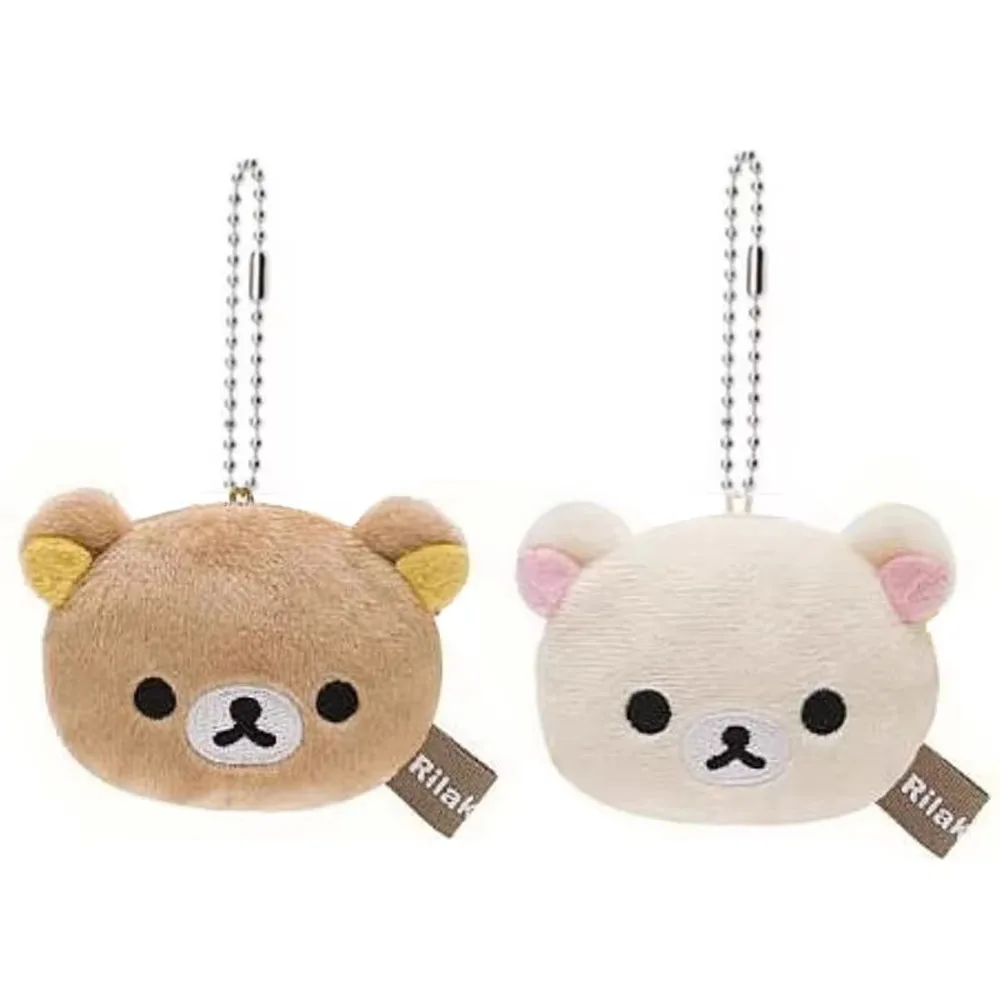 Cute Rilakkuma Korilakkuma Bear Head Face Plush Mascot Keychains Key Chain Keyholder Keyring Bag Small Pendant Kids Gifts Toys