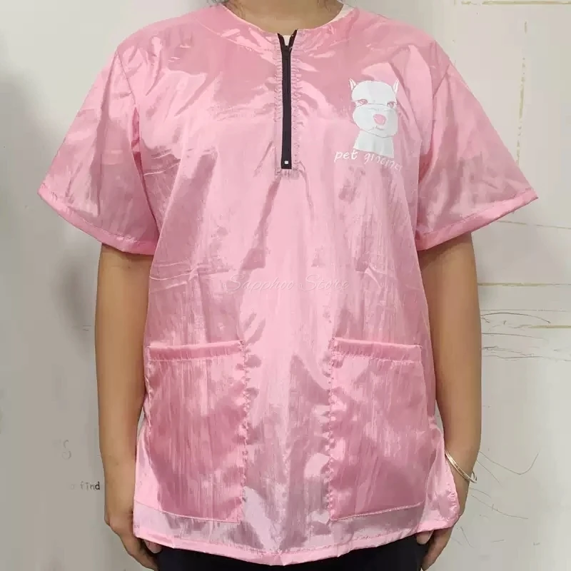 Pet Grooming Work Clothes M/L/XL/2XL/3XL Pink Hair Stylist Smock Breathable Haircut Cape Cat Dog Anti Static No Stick Hair Apron