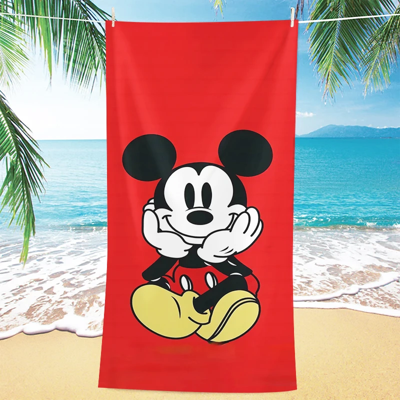 1pc Cute Mickey Mouse Beach Towel for Adults, Children, Boys and Girls, Fashionable New Design, Seaside Bathroom Bath Towel,