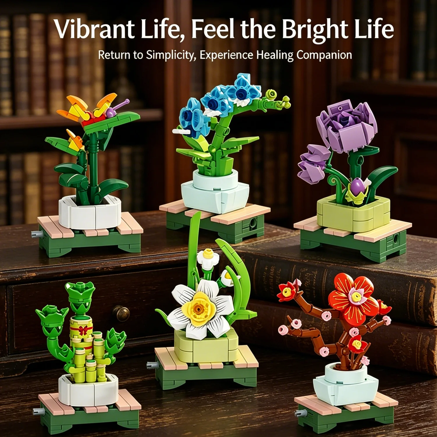 Everlasting Plant Potted Modern Building Block Model Kit - Suitable for Home Galleries and Administrative Offices, Maintenance-Free, Long-Lasting Desktop Decoration | Exquisite Gift Set for Celebrations | Comprehensive Holiday Gift Options for Christmas, Valentine's Day, Birthdays, Wedding Anniversaries, Mother's Day, and Father's Day. | Special Surprise Gifts for Halloween, New Year's Day, Chinese New Year, Lantern Festival, and Spring Equinox. | Bookshelves, Coffee Tables, and the Study Area Essentials