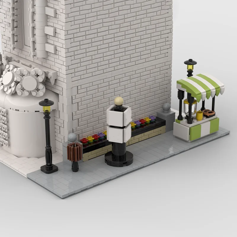 1170ピース MOC 中世の街角バス停 建築シーン 組み立てブロック カスタマイズ DIY 教育組み立て キッズトイ ギフト