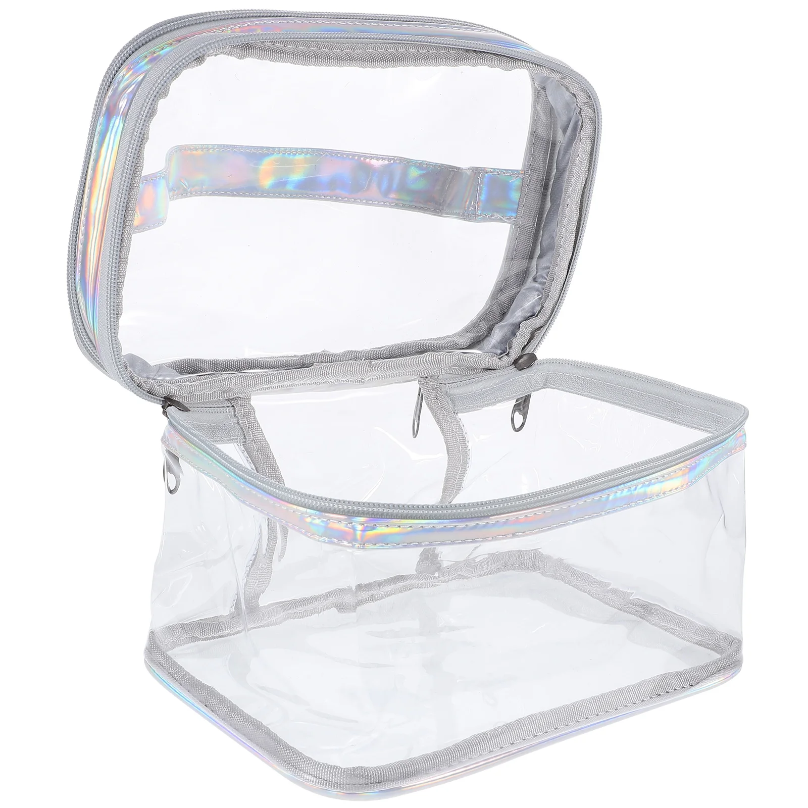 

Double Layer Clear Makeup Large Capacity Cosmetics Organizer Portable Travel Pouch Transparent Lightweight Storage Pouch For