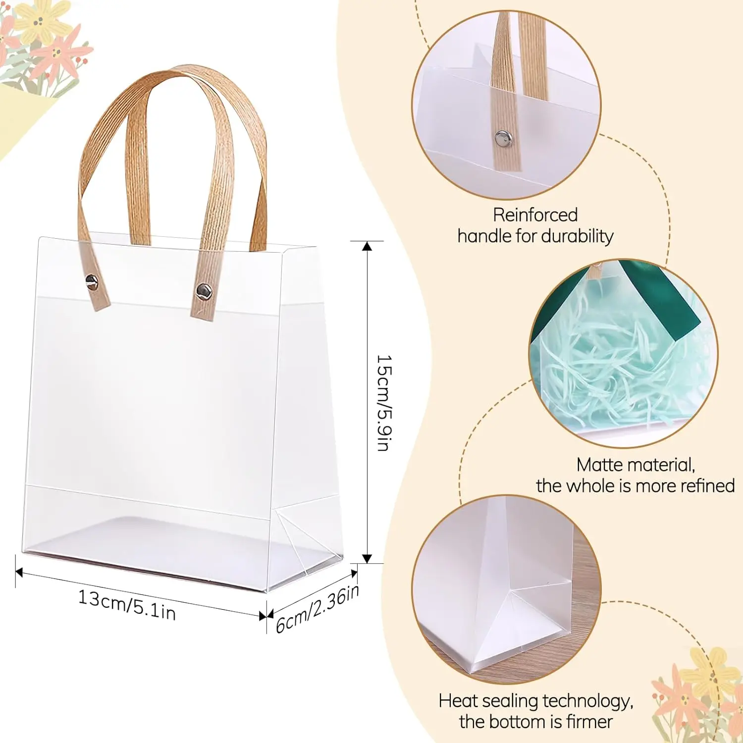 20PCS Holiday gift bag Eco-friendly Companion Gift Candy Bagholiday gift Birthday gift bag, anniversaries,Frosted Tote Bag