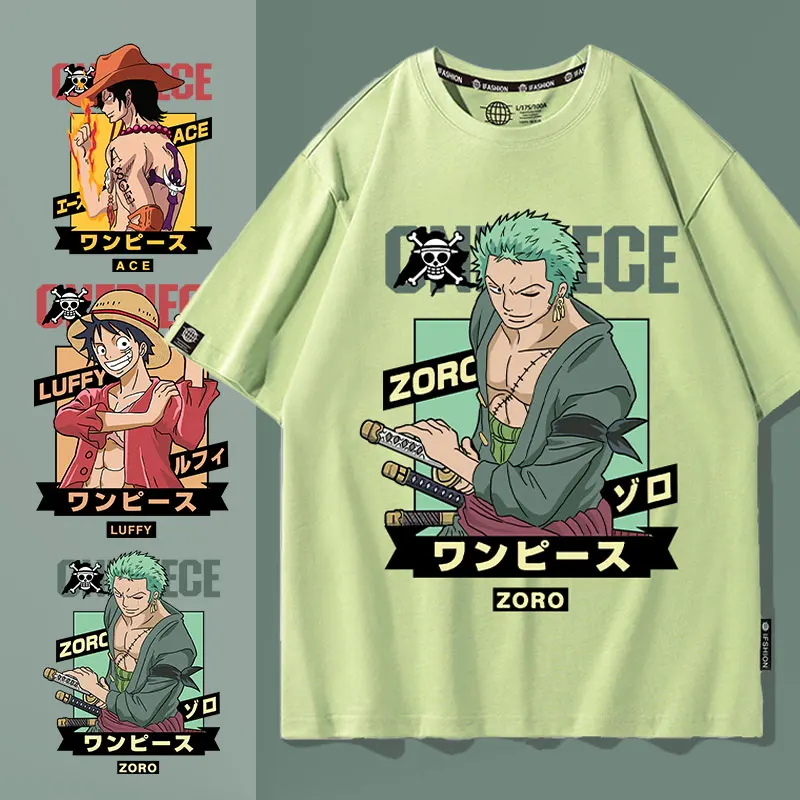 

One Piece co-short sleeve men's T-shirt Luffy Assolon boy Nautical King animation half sleeve clothes summer tide