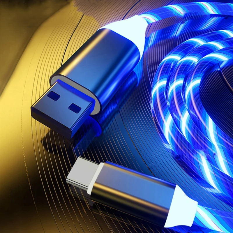 

LED Glow Flowing Fast Charger Cable For Xiaomi Redmi Note 11 10 9 8 7 Pro Charging USB Cable For Huawei P20 P30 P40 Wire Cord