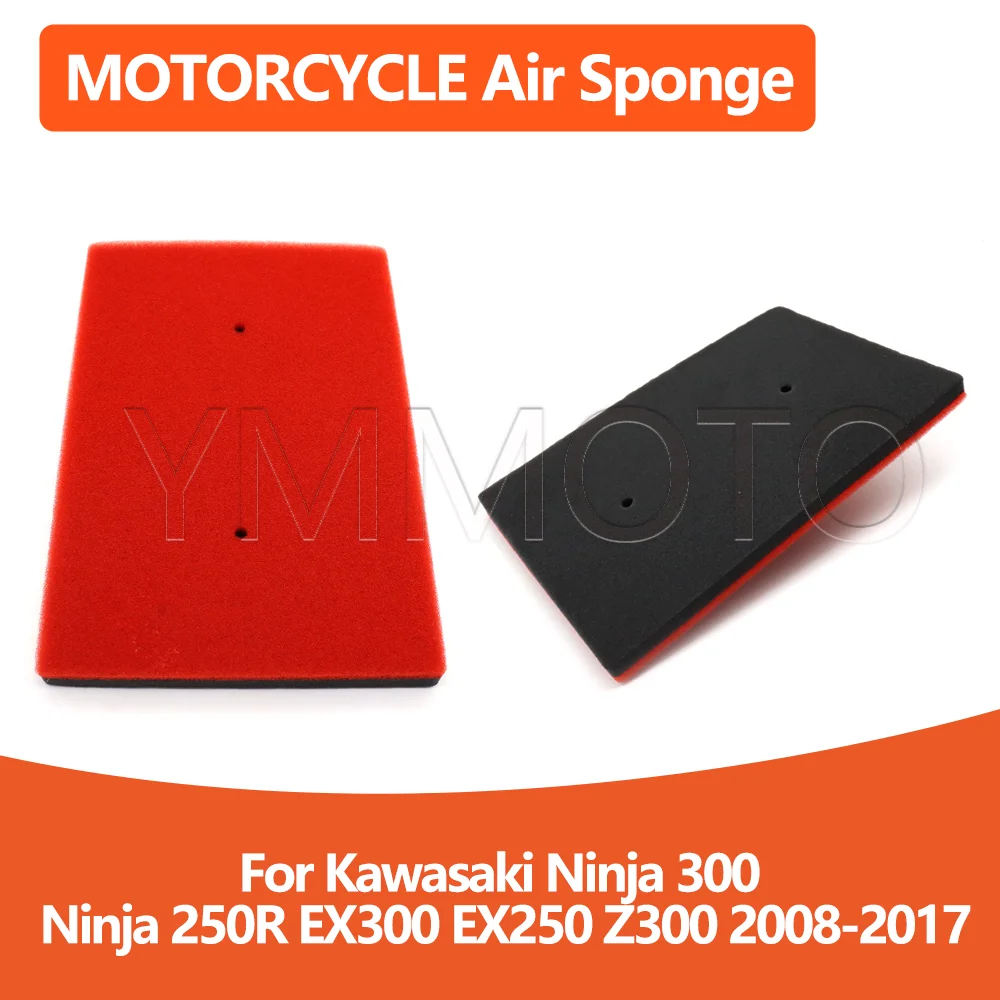 Double-layer High Flow Air Filter Sponge For Kawasaki Ninja 250R 300 EX250 EX300 Z250 Z300 2008-2017 Motorcycle Modified