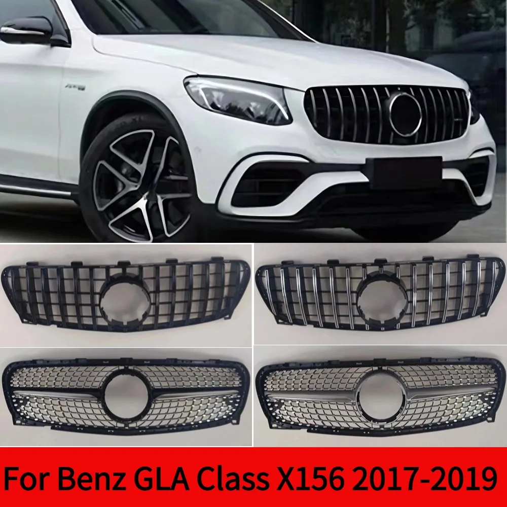 

For Mercedes Benz GLA Class X156 2017-2020 Black Style Front Grille Upper Bumper Hood Mesh Grid Compatible with GLA200 GLA250 G