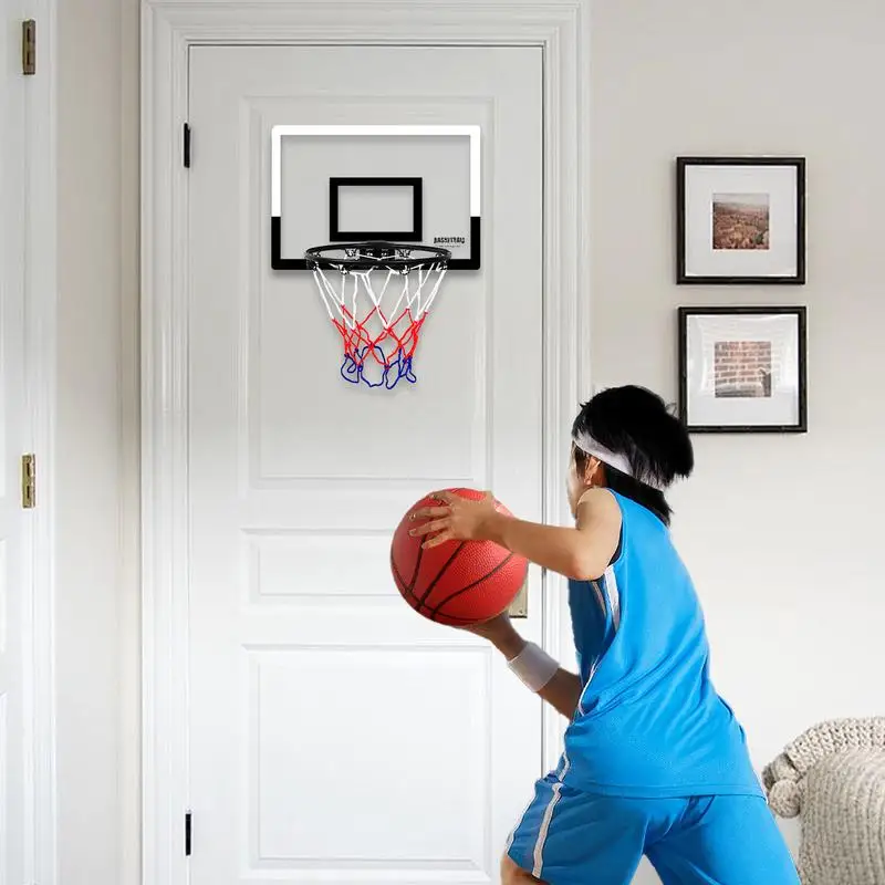 1Set Ring Basket Dalam Ruangan untuk Anak-anak Ring Basket Latihan Permainan Lucu dengan Tepi Breakaway yang Dapat Dilipat dan Perangkat Pengembalian Bola