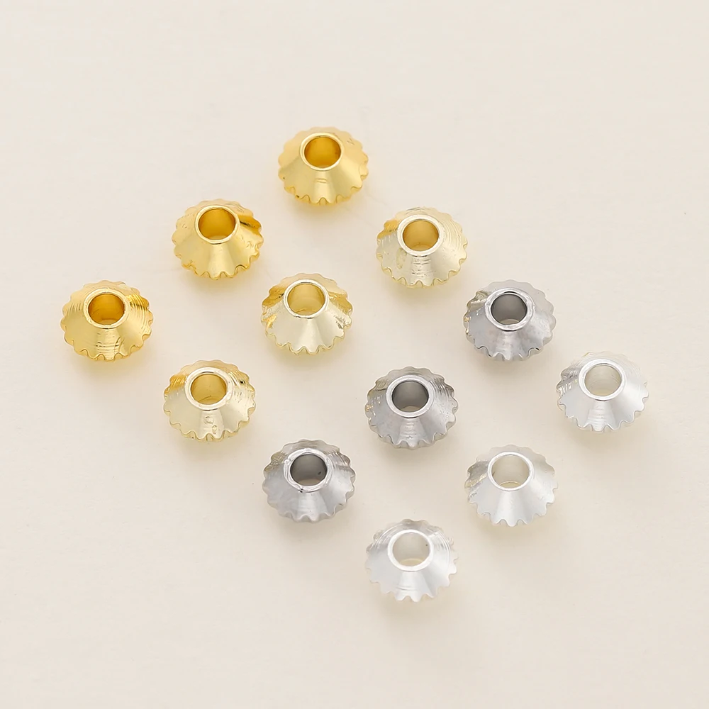 10Pcs/Pack 4*2.3mm 14/18K Gold Color Plated Gear Spacer Beads For Handmade DIY Jewelry Making Bracelet Necklace Accessories