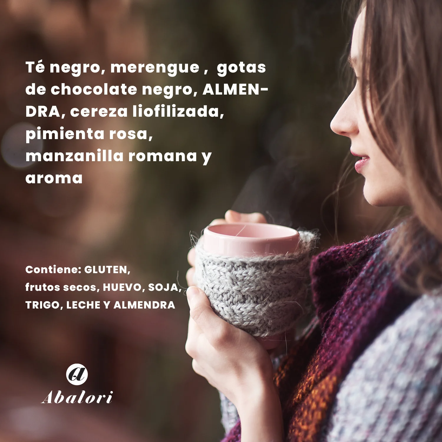 Té Negro con Almendras, Merengue, Chocolate y Cerezas con Flores