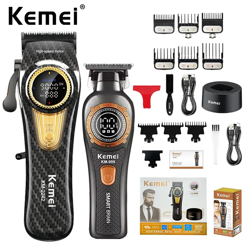 Kemei KM-2242 10W Big Power Hair Clipper 9000rpm Trimmers,KM-999 Rechargeable Hair Cutting Machine for Men,Electric Clippers Kit