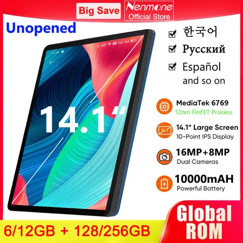 글로벌 버전 미개봉 14.1 인치 태블릿, 14 인치 안드로이드 2025, 12GB + 256GB 1920*1080, 4G 전화 통화, 14 인치 태블릿, 5G 와이파이, 10000mAH