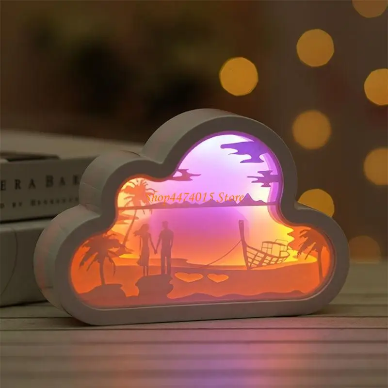 

K1AA ​​облачная бумага гравировка светодиодная ночная свет Dektop Baby Kid Decor