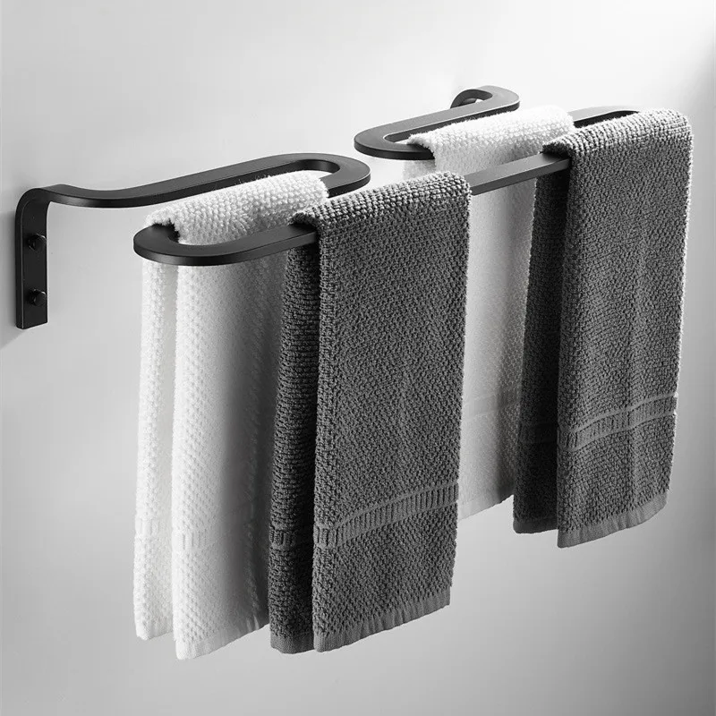 European Style Towel Single Lever Bathroom Towel Rack Hotel Space Aluminum Personalized Towel Lever Toilet Rack