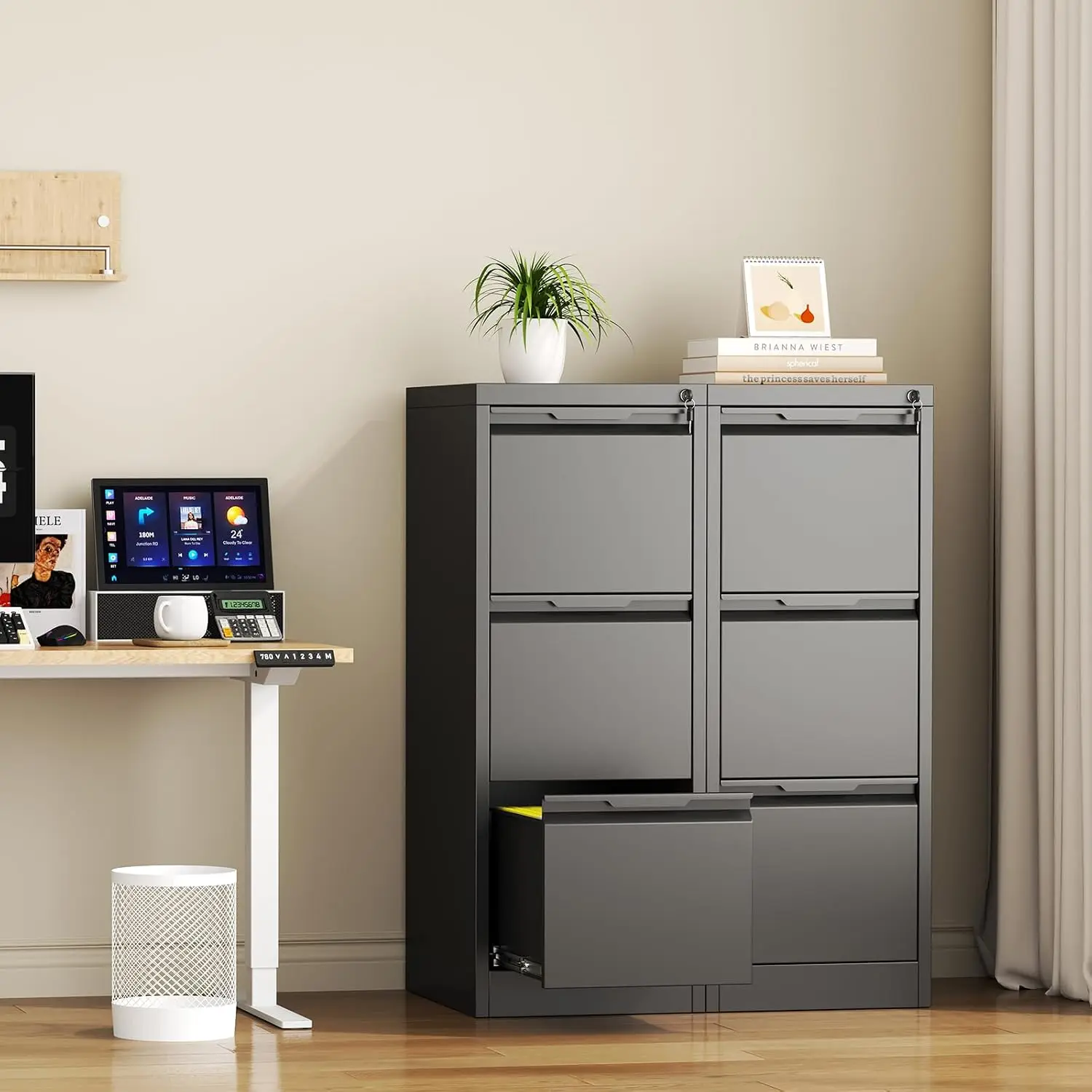 3 Drawer File Cabinet with Lock,Metal Vertical Filing Cabinets for Home Office,Heavy Duty File Storage Cabinet for Letter/Legal/