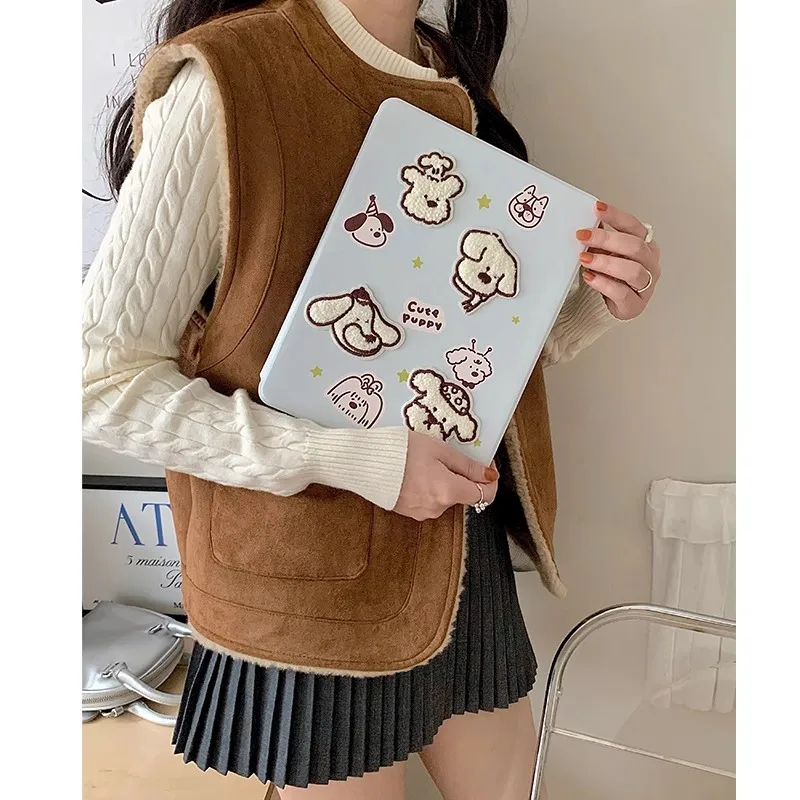 Cartoon Embroidery Puppy Table Case For Ipad Air11 13 2024  Pro 11 13  12.9 M4 Air4 Air5 10.9 10.5 10.2 9.7 Protective Cover