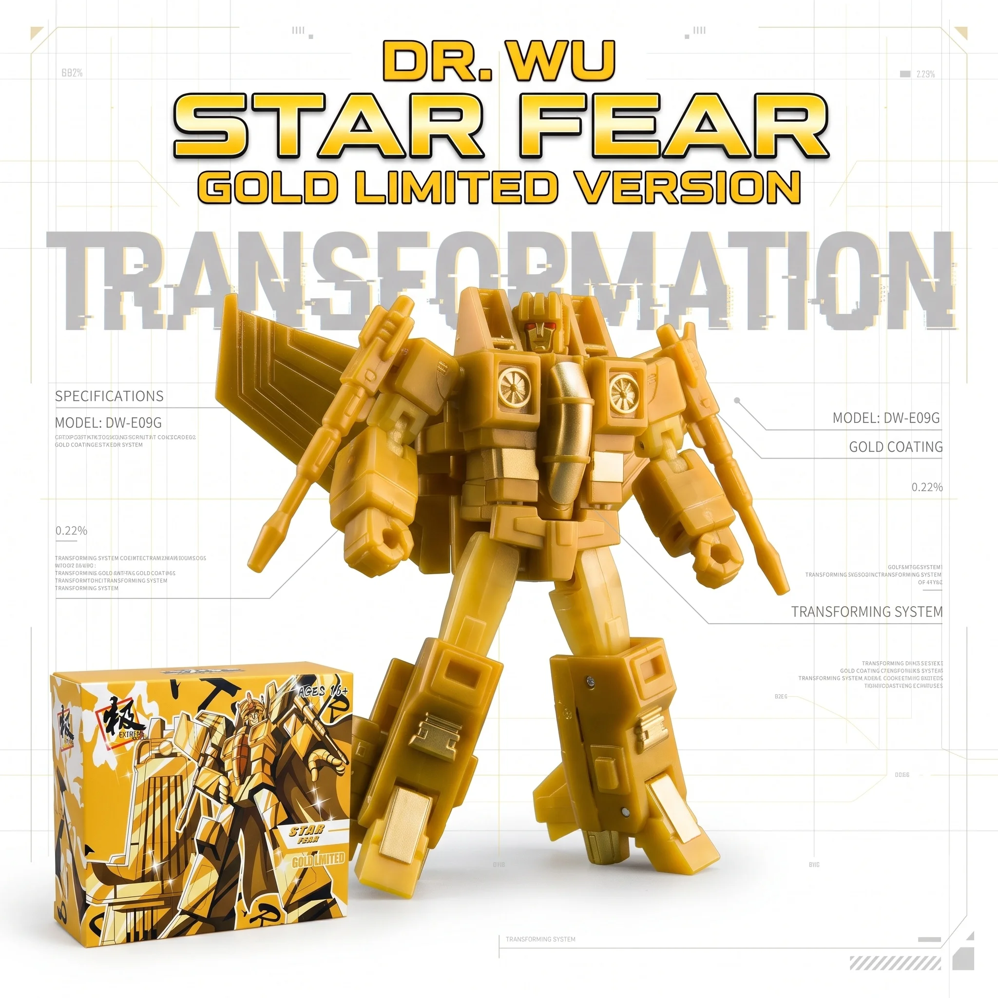 【In Stock】Transformation Toys Dr Wu DWE09G Starscream Gold Limited Star Fear Extreme Warfare  Action Figures Collectibles Robots