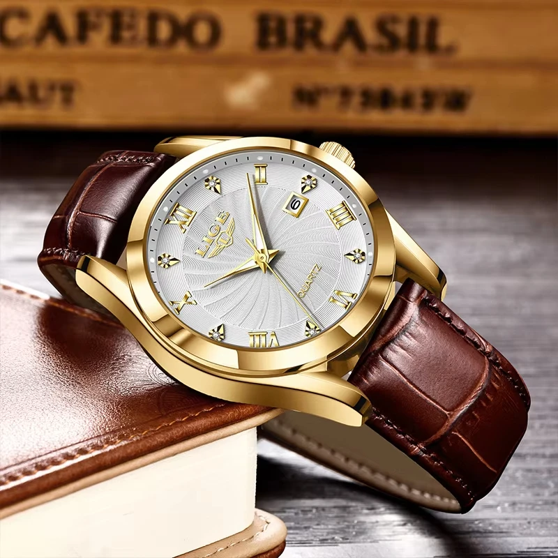 LIGE Business Man Watch Top Brand Luxury Date Outdoor Sport Mens Watch Waterproof Fashion Leather Strap Quartz Watches for Men