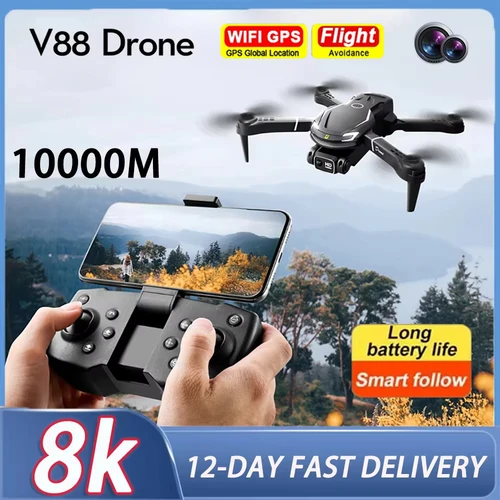 Imagen 1 del producto Dron V88 Original 8K aéreo profesional de doble cámara omnidireccional para evitar obstáculos Mini Drone GPS plegable Quadcopter 10km