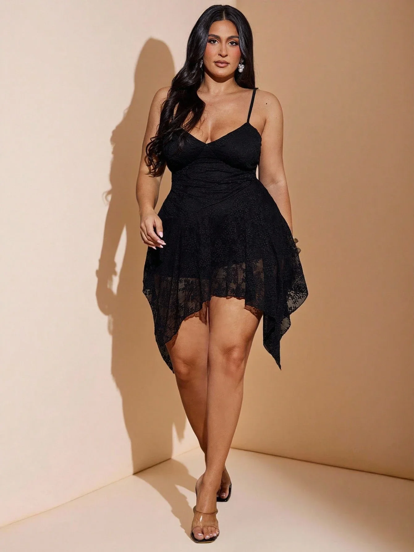 

Plus Size Asymmetrical Lace Dress For Women Evening Party Beach Outfit